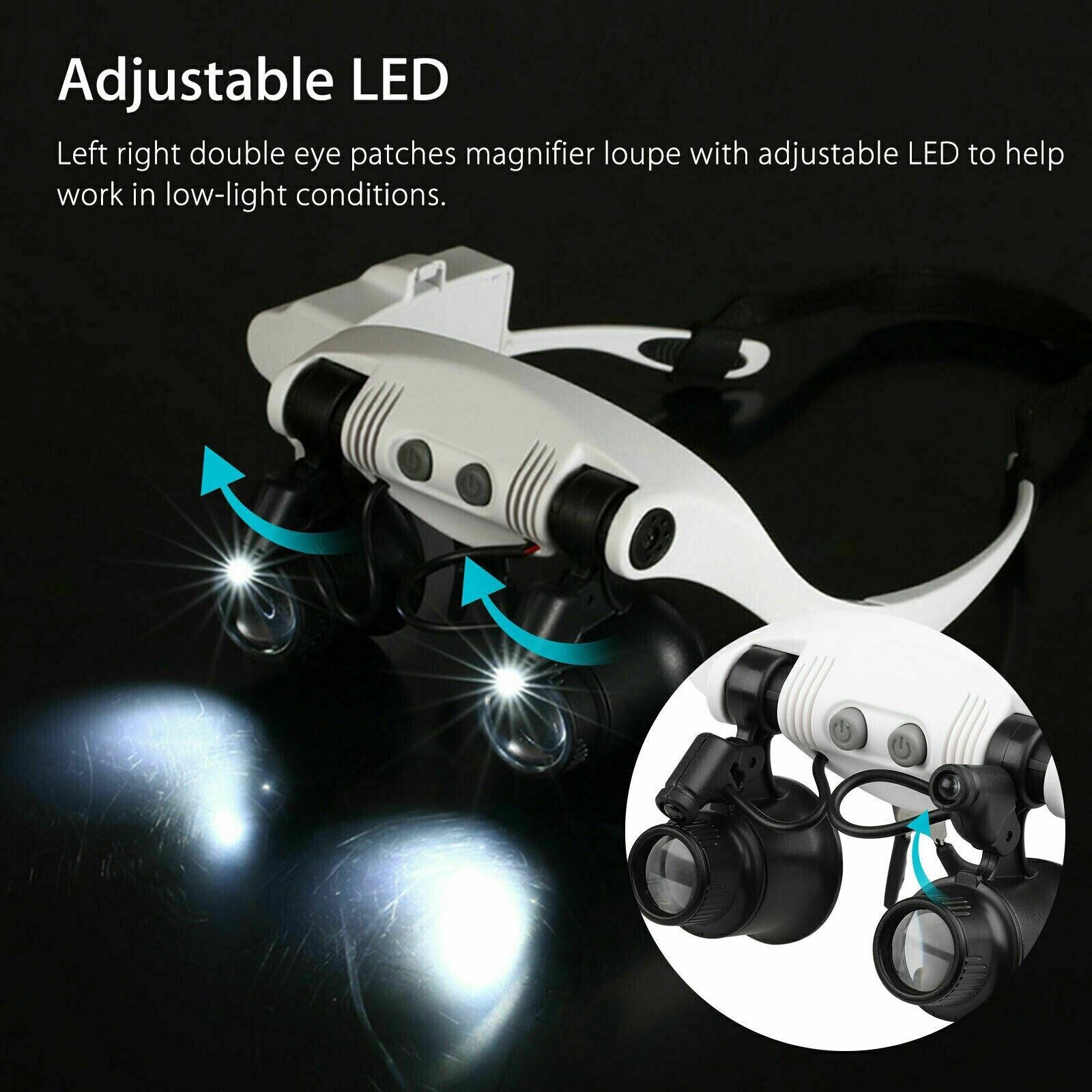BowLift | Headband Head Enlarger 8 Lenses LED Light Jeweler Glasses