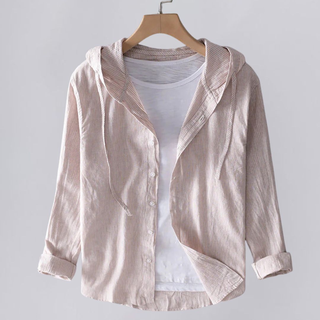 Lightweight Hooded Linen Shirt with Relaxed Fit