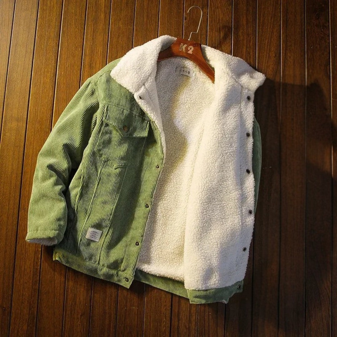 Corduroy Trucker Jacket with Sherpa Warmth
