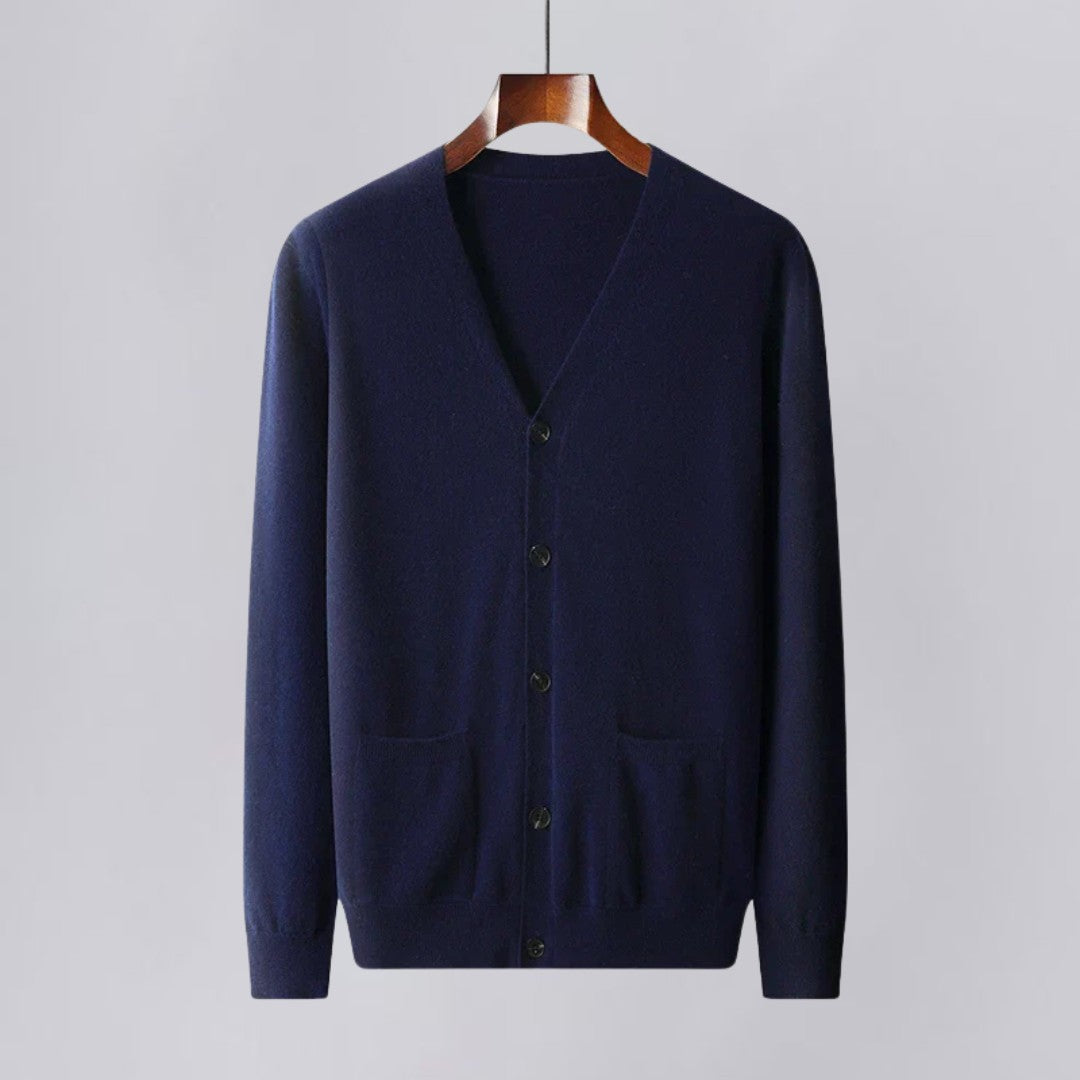 Soft Cashmere Cardigan with Button Front and Pockets