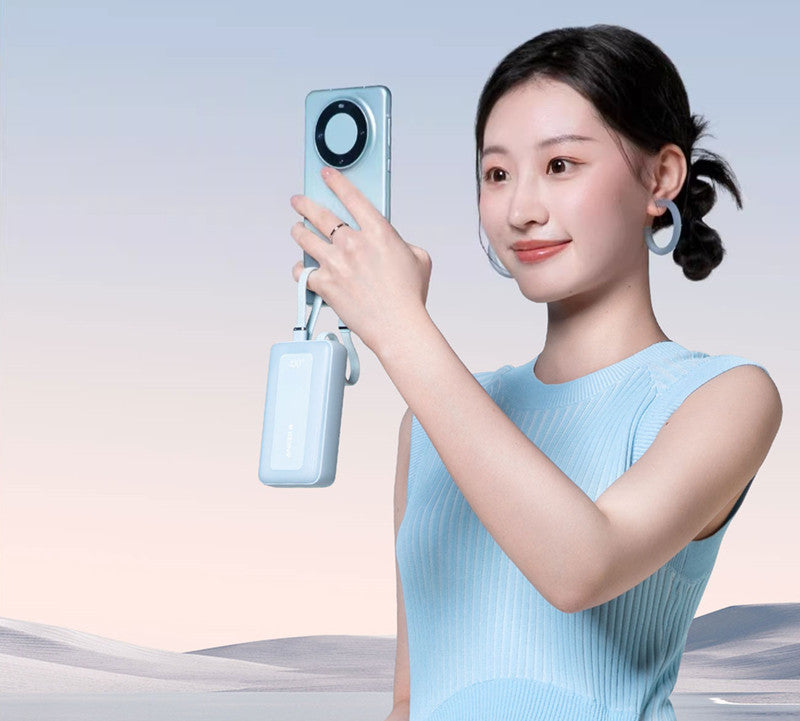 BowLift | 2024 New Fast-Charging Power Bank, 20,000mAh High Capacity with Built-In Cable