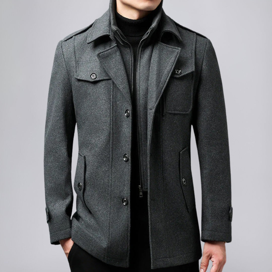 Wool Blend Trench Coat with Tailored Fit