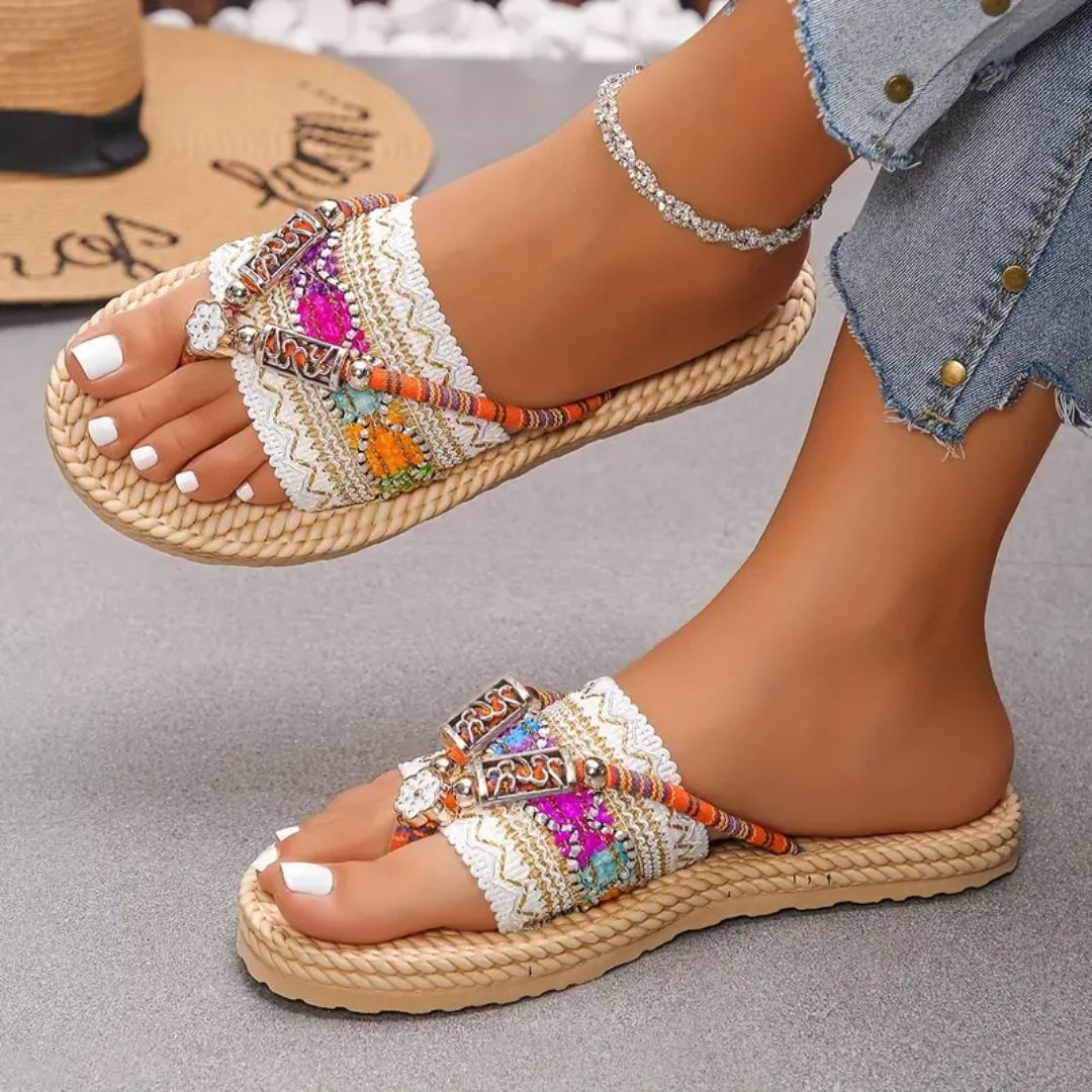 SoleLoom – Women's Boho Embroidered Sandals