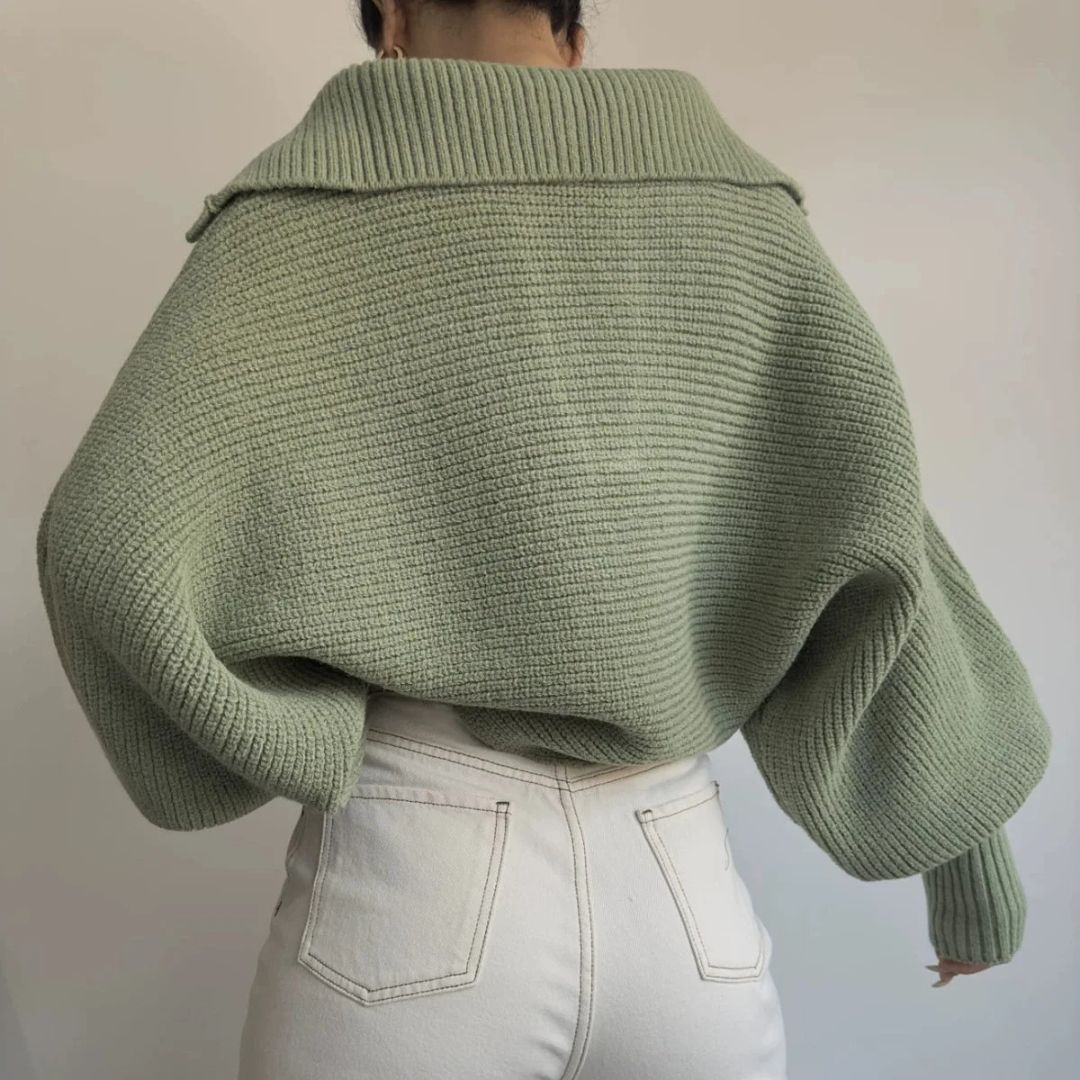 Ribbed V-Neck Sweater in Soft Stretch Knit