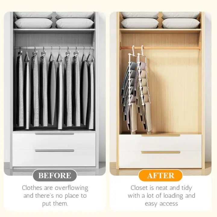 BowLift | 7 Rod Space-Saving Stainless Steel Trouser Hanger