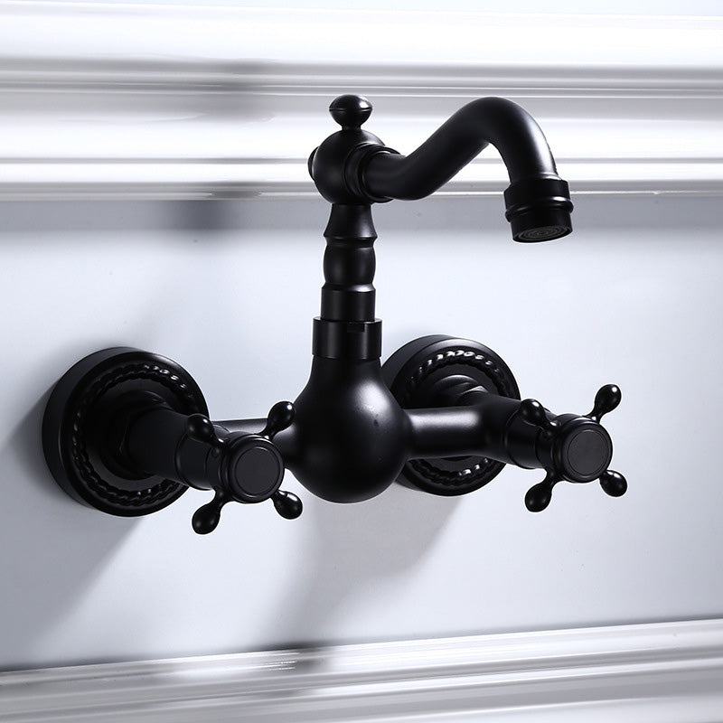 BowLift | Black Wall-Mounted Bathroom Faucet American Classic Widespread Sink Faucet