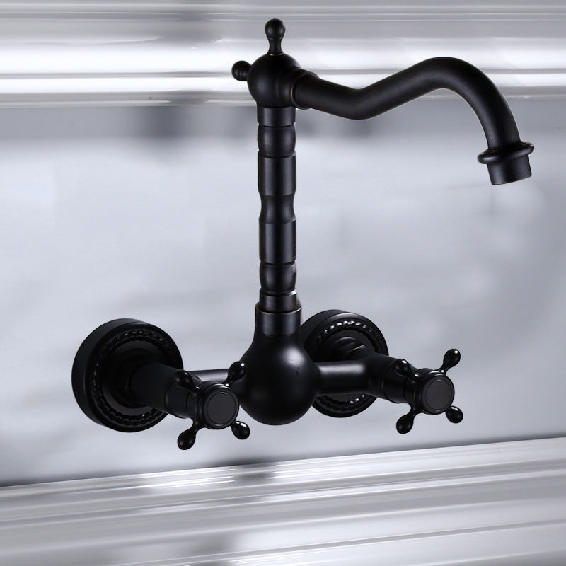 BowLift | Black Wall-Mounted Bathroom Faucet American Classic Widespread Sink Faucet