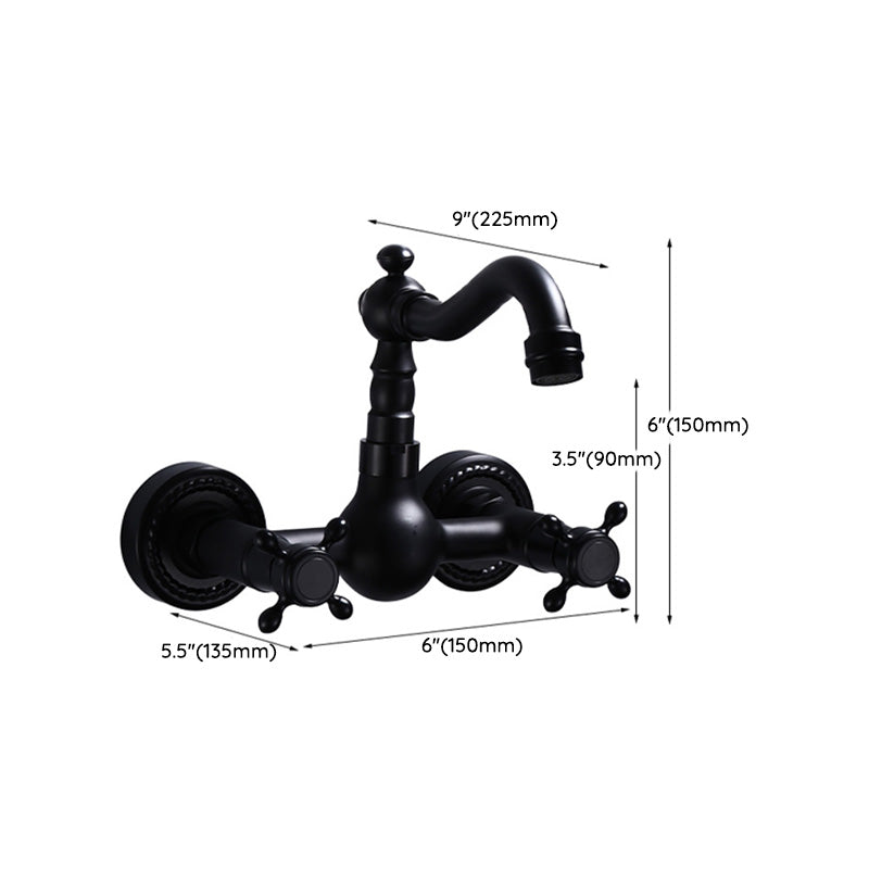 BowLift | Black Wall-Mounted Bathroom Faucet American Classic Widespread Sink Faucet