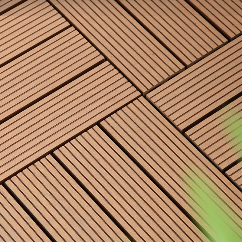 BowLift | 12" X 12" PVC 6-Slat Square Patio Tiles Snap Fit Installation Outdoor Floor Tiles