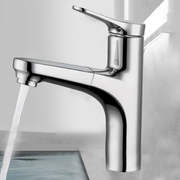 BowLift | Contemporary Bath Faucet Brass Lever Handle Pull-Out Sink Faucet