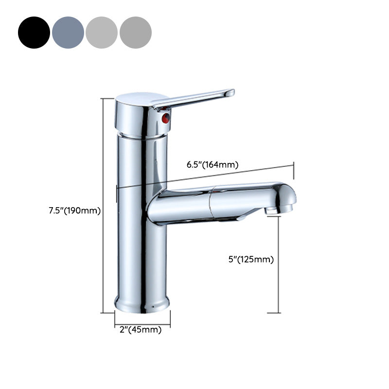 BowLift | Contemporary Bath Faucet Brass Lever Handle Pull-Out Sink Faucet