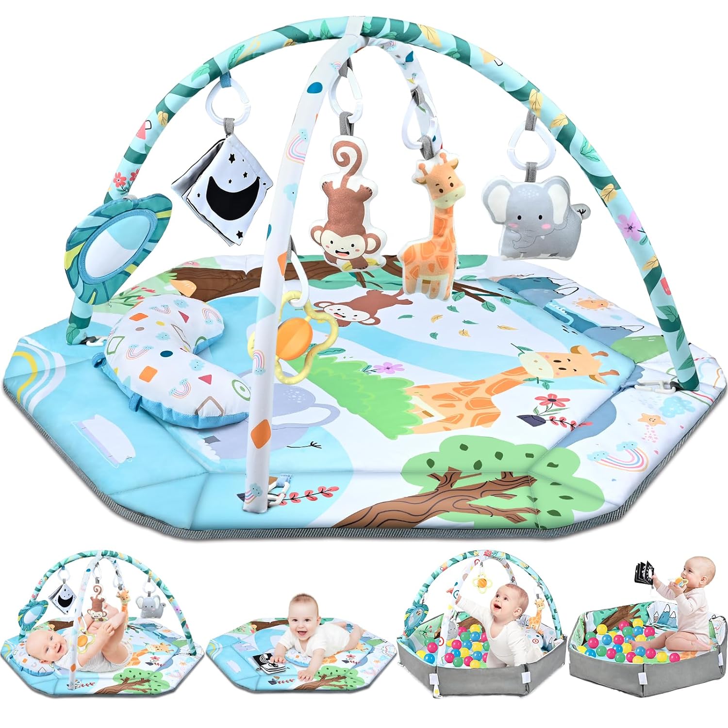 BowLift | 8-in-1 Baby Play Mat & Ball Pit with 6 Toys – A Complete Development Gym for Infants