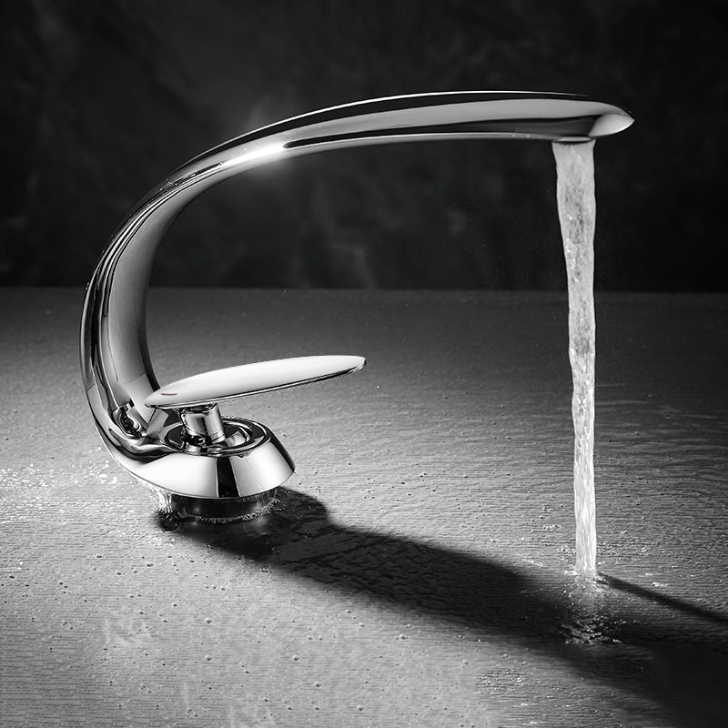 BowLift | Unique Bathroom Waterfall Spout Brass Basin Faucet