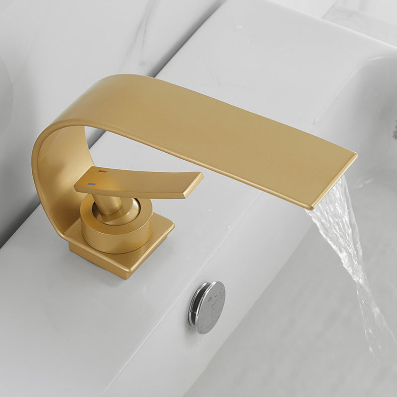 BowLift | Unique Bathroom Waterfall Spout Brass Basin Faucet