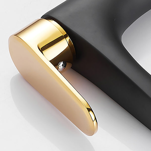 BowLift | Black-Gold Vessel Sink Faucet Lever Handle Low Arc Vessel Faucet