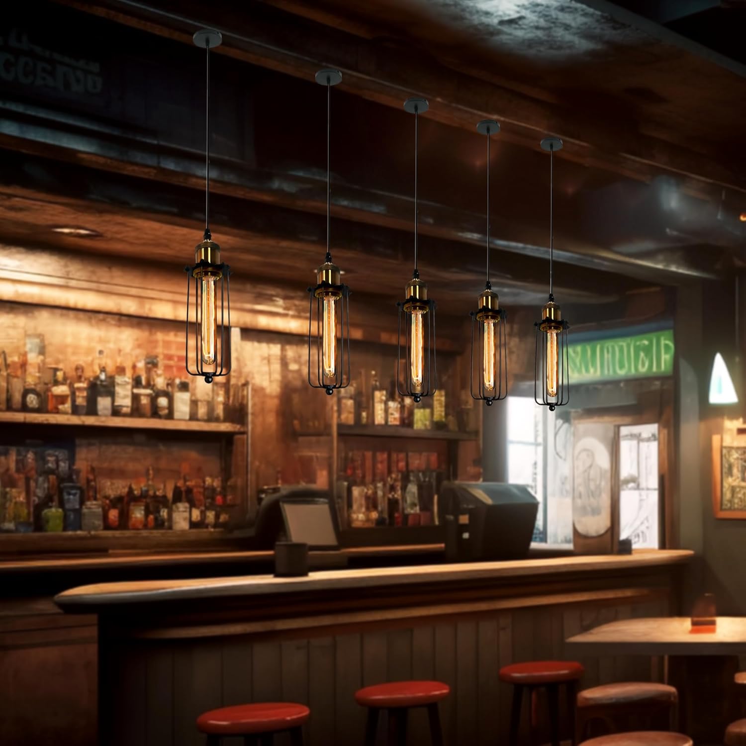 BowLift | Industrial Pendant Light in Retro Design – Vintage Hanging Lamp with Metal Grid