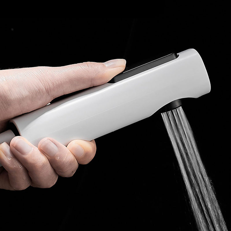 BowLift | Round Shower Set White Wall Mounted Hand Shower Lever Handle Shower Hose Swiveling Shower Set