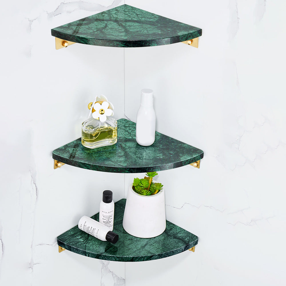 BowLift | 2-piece bathroom fitting set metal and marble bathroom shelf set