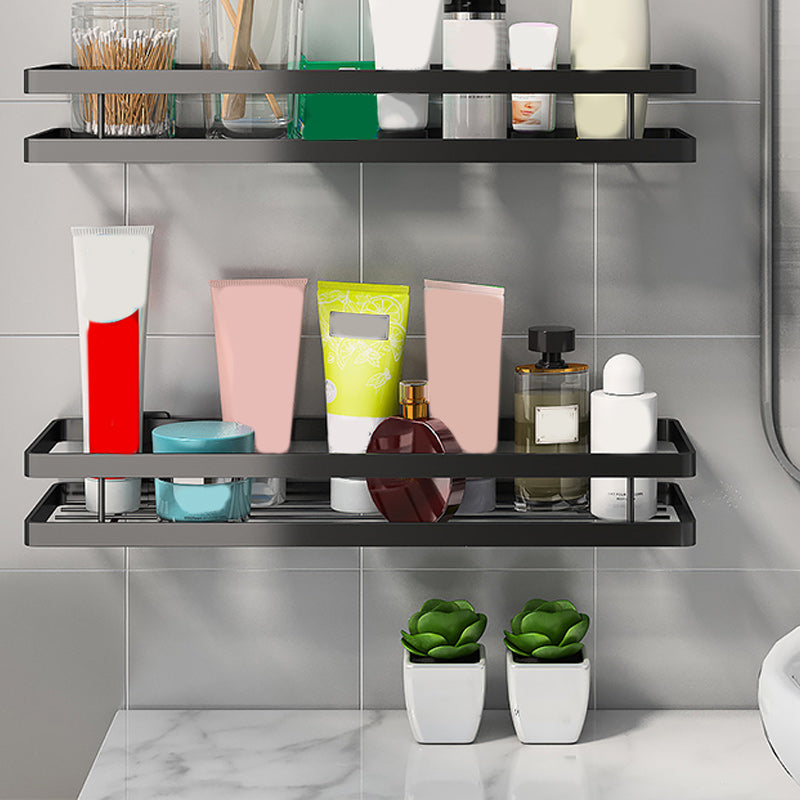 BowLift | 2-piece bathroom shelf made of matte black metal bathroom hardware set