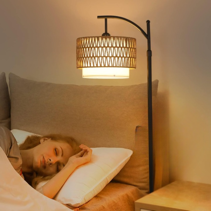 BowLift | Arc Floor Lamp with Remote Control & Dual Shades – Norvella