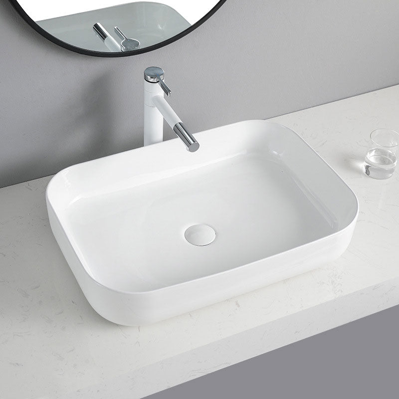 BowLift | Contemporary Bathroom Sink Porcelain Rectangular Vessel Sink Sink Only
