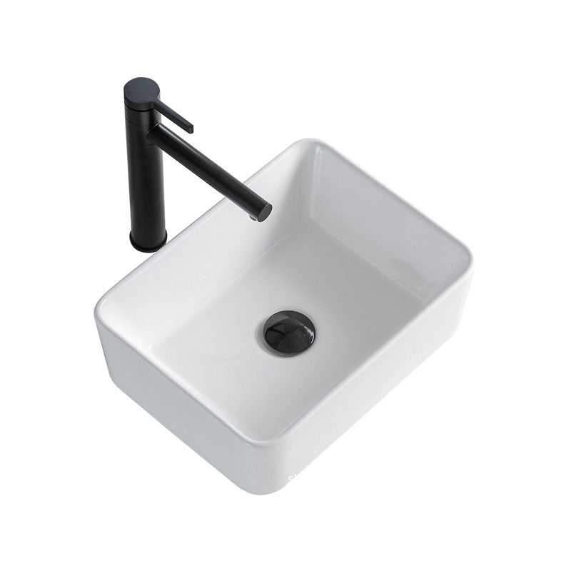 BowLift | Contemporary Bathroom Sink Porcelain Rectangular Vessel Sink Sink Only