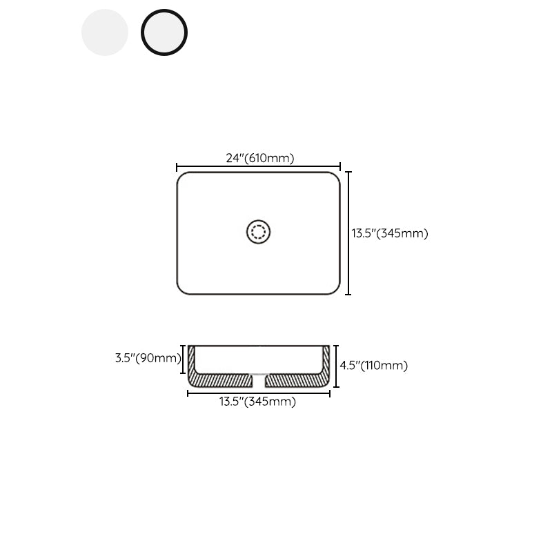 BowLift | Contemporary sink with pop-up drain porcelain rectangular basin