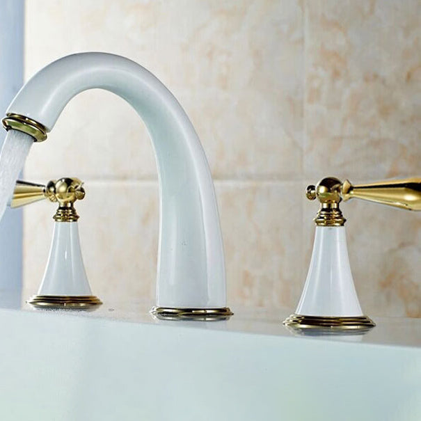 BowLift | Copper Deck-Mounted Roman Bathtub Faucet Low Arc Roman Bathtub Faucet Set