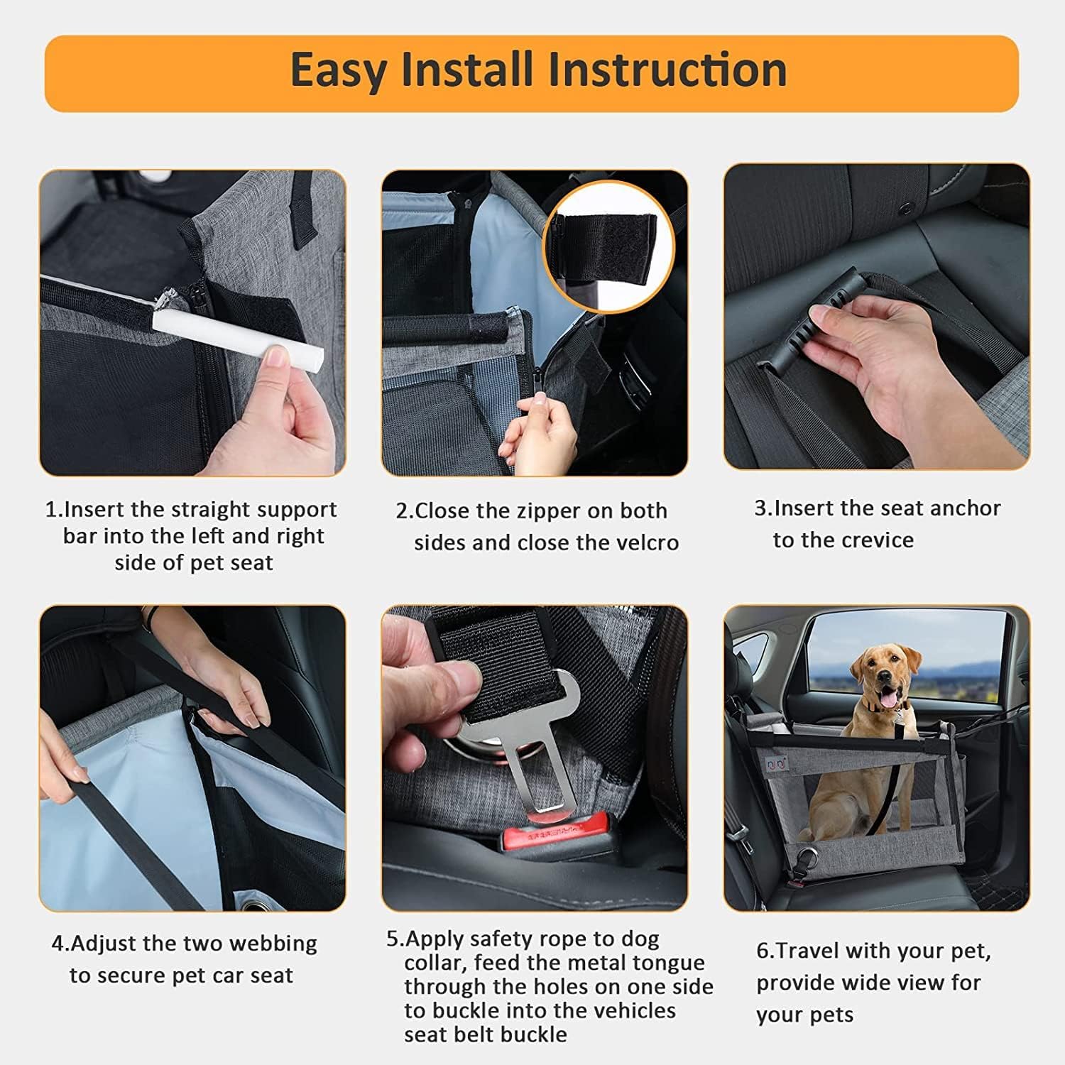 BowLift | Portable Cats & Dog Seat for Car | Waterproof, Spacious & Secure for Stress-Free Car Rides | Dog Car Booster Seat for Summer Holidays