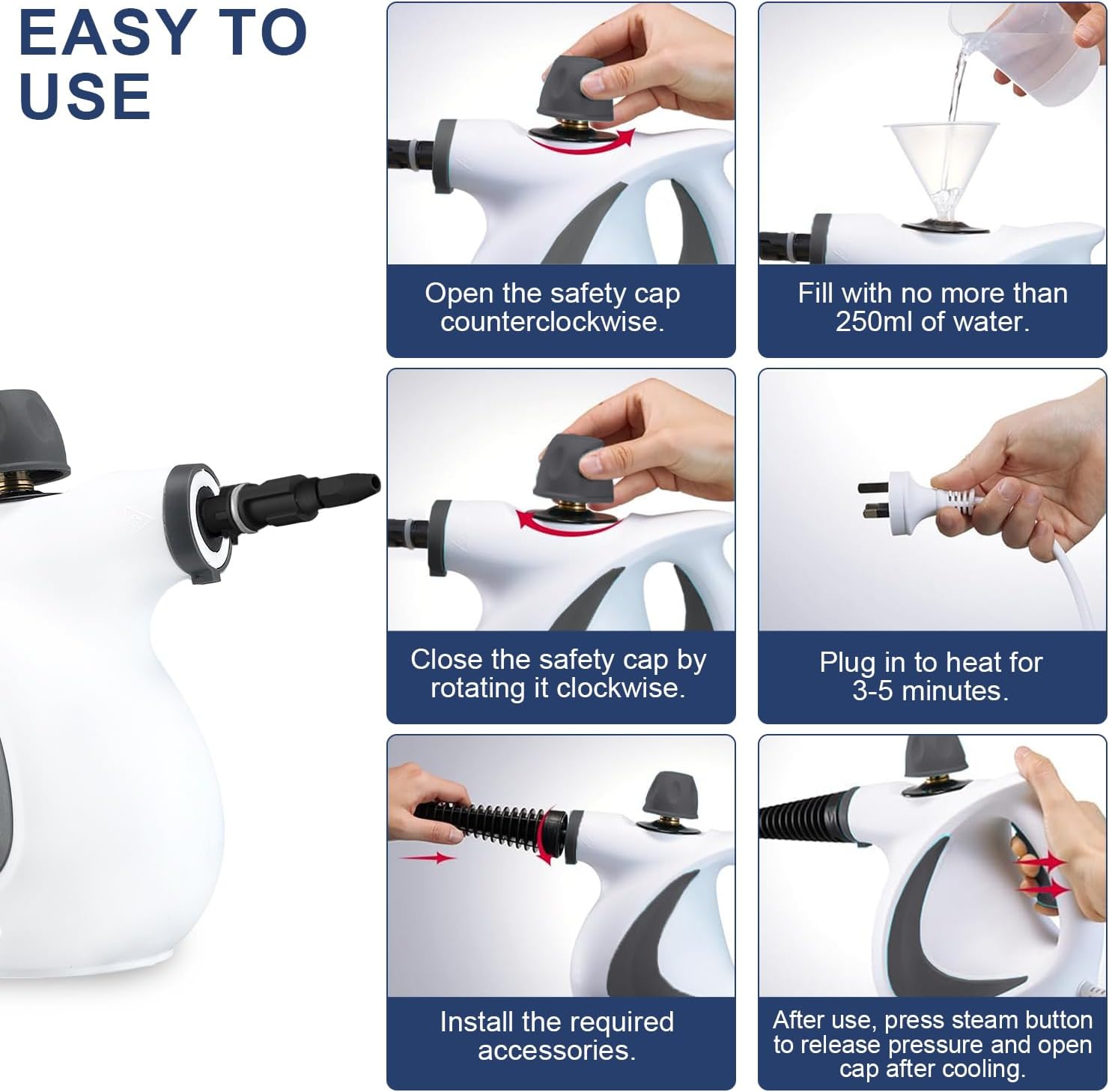 BowLift | High-Pressure Handheld Steam Cleaner with 9-Piece Accessory Kit – Valtira