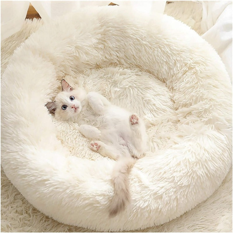 BowLift | PawNest Calming Donut Cat Bed | Round Plush Nest | Stress-Reducing & Cozy | Perfect for Cats & Small Dogs