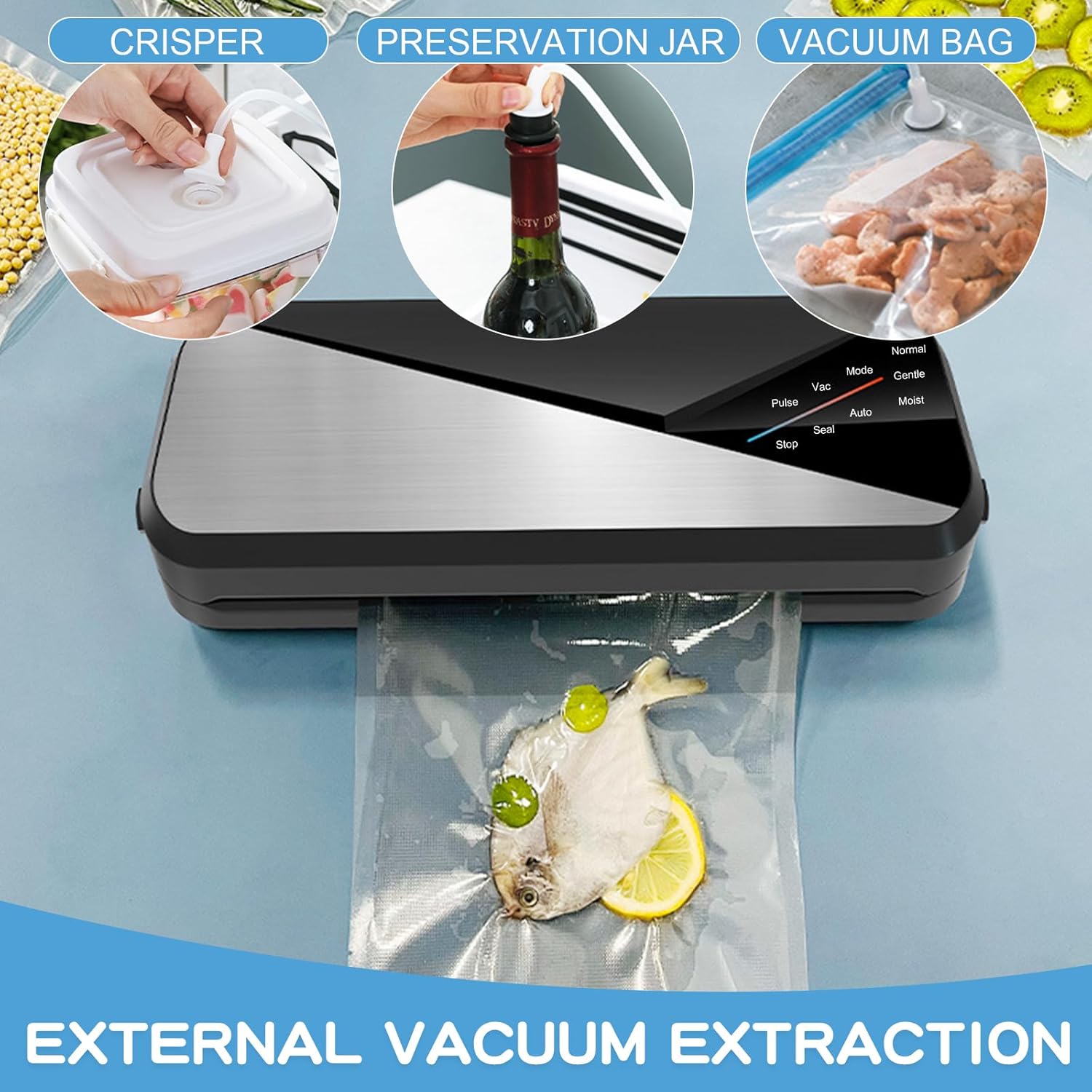 BowLift | 6-in-1 Vacuum Sealer with 80kPa Suction and 30cm Sealing Strip – Fresvyn