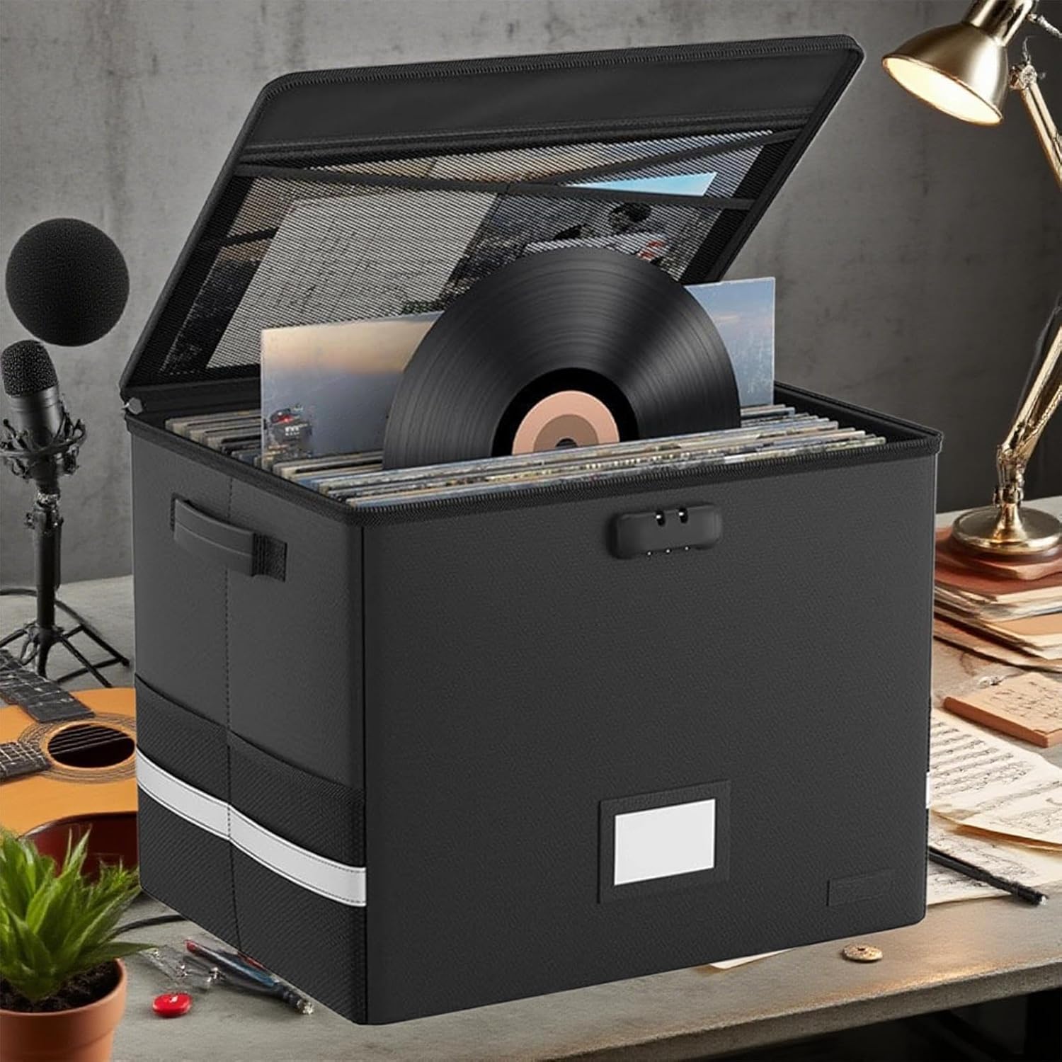 BowLift | Fireproof Record Storage Case – Waterproof Organizer for 150+ 12-Inch Records – Arcion