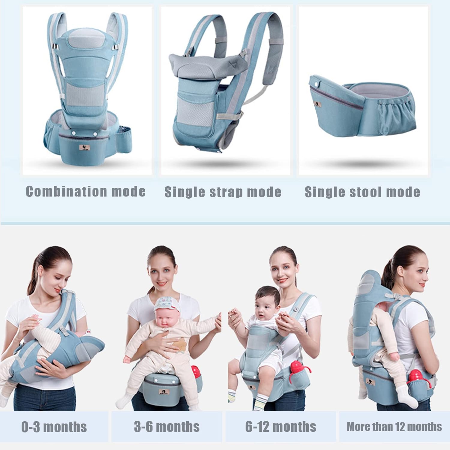 BowLift | 3-in-1 Ergonomic Baby Carrier with Storage Pouch – Soft Cotton Newborn to Toddler Carrier