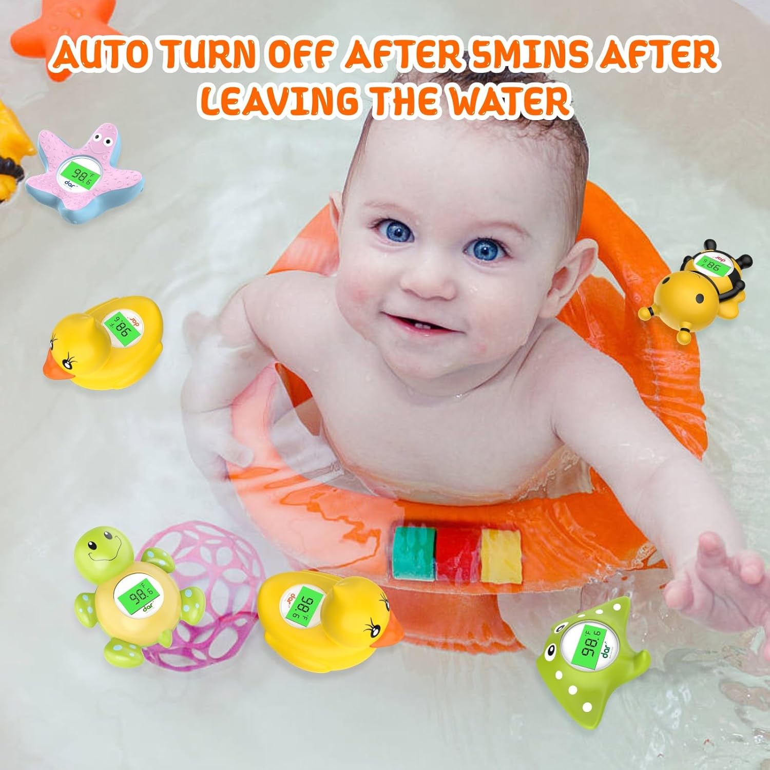 BowLift | AquaVeilig Baby Bath Thermometer – Digital Display with 3 Colors and Temperature Warning