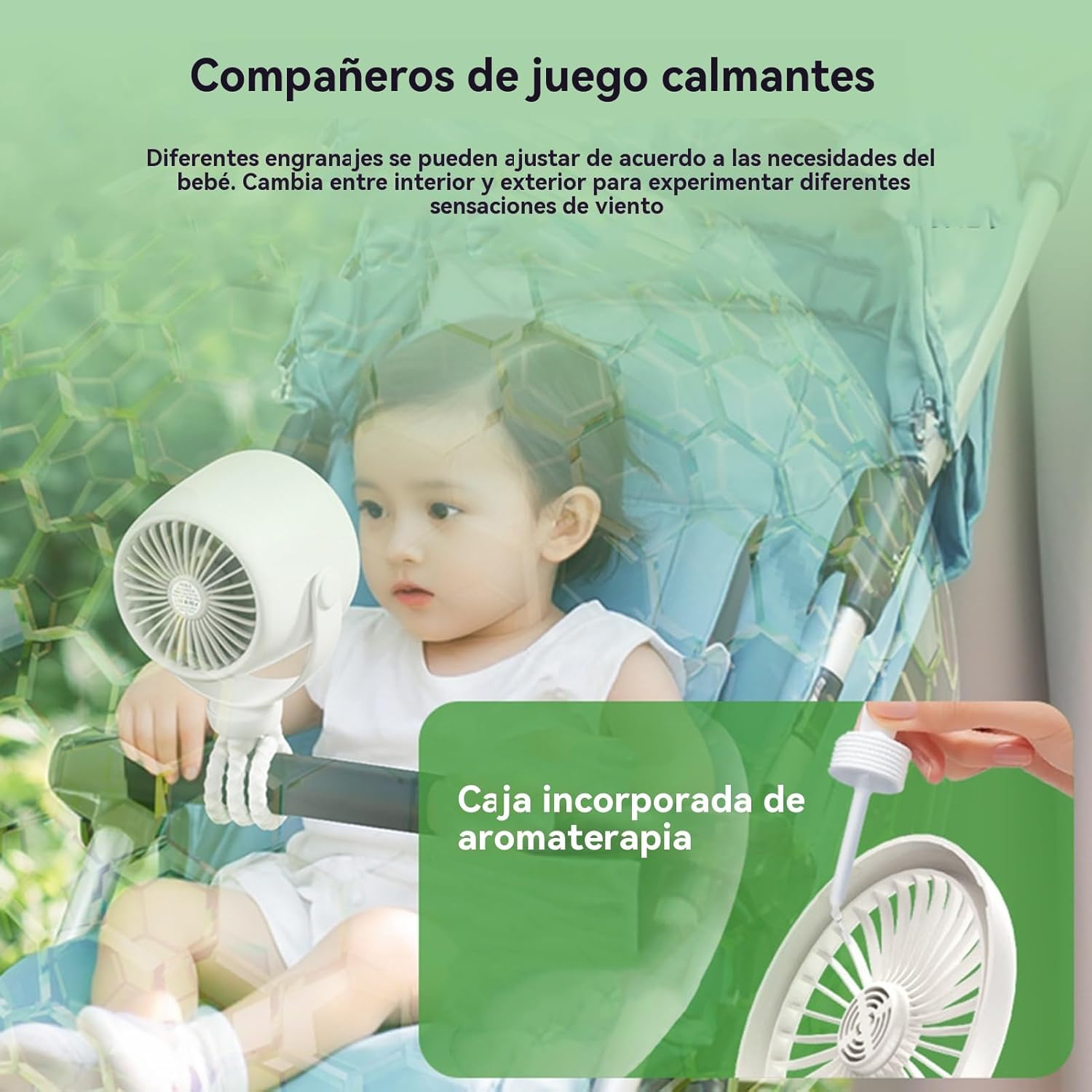BowLift | Rechargeable Clip-On Stroller Fan with Night Light 100 Speeds