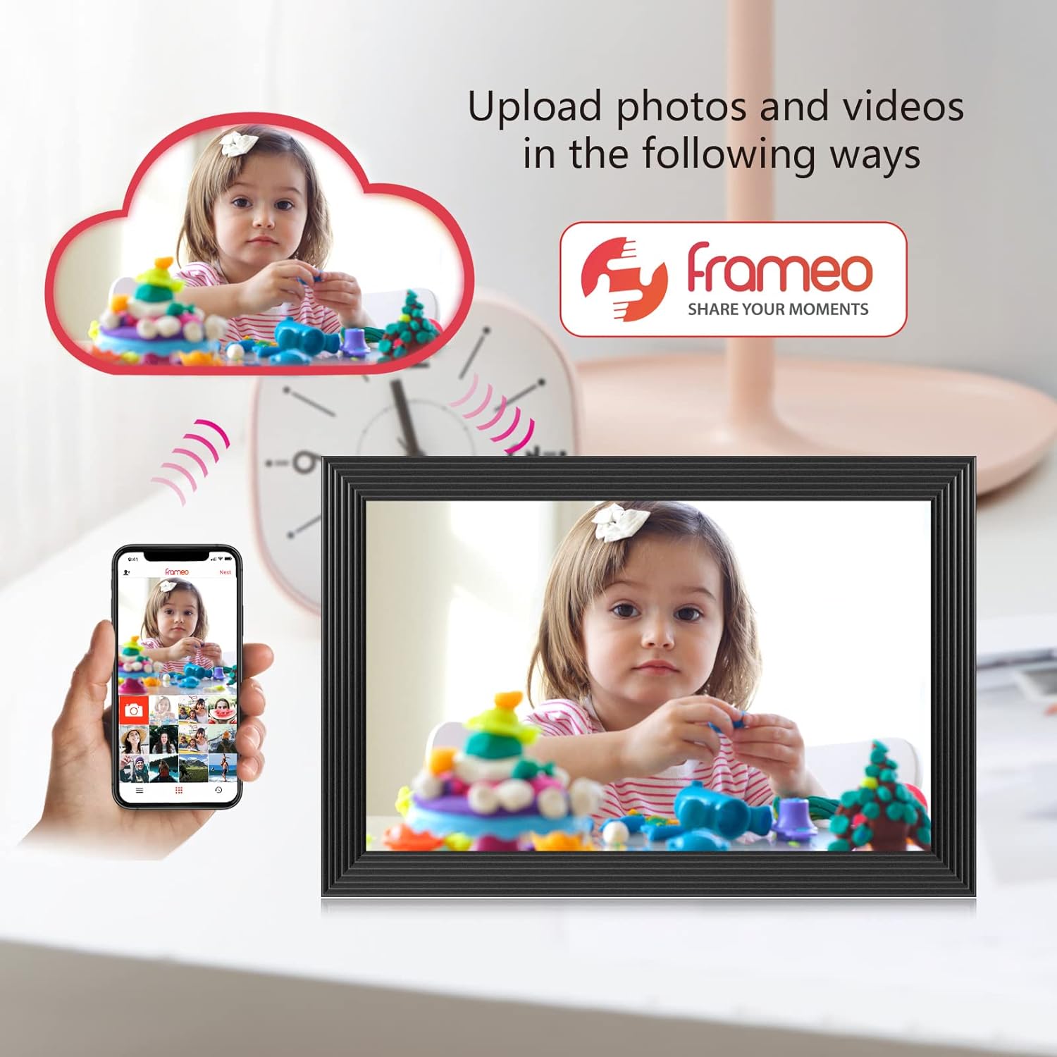 BowLift | High-Resolution Digital Photo Frame Top-Rated Electric Picture Frame with Video Playback and Camera Features