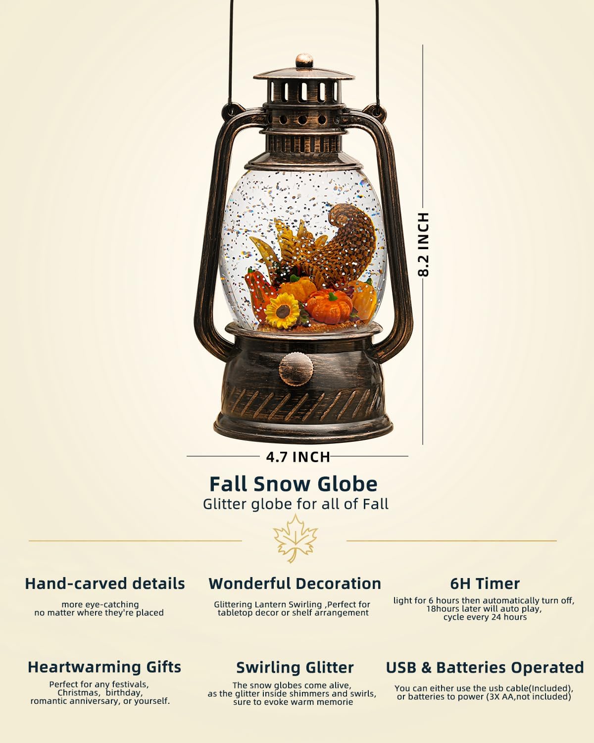 BowLift | Autumn Gloss Decorative Lamp with Pumpkins – Warm LED Light and 6-Hour Timer