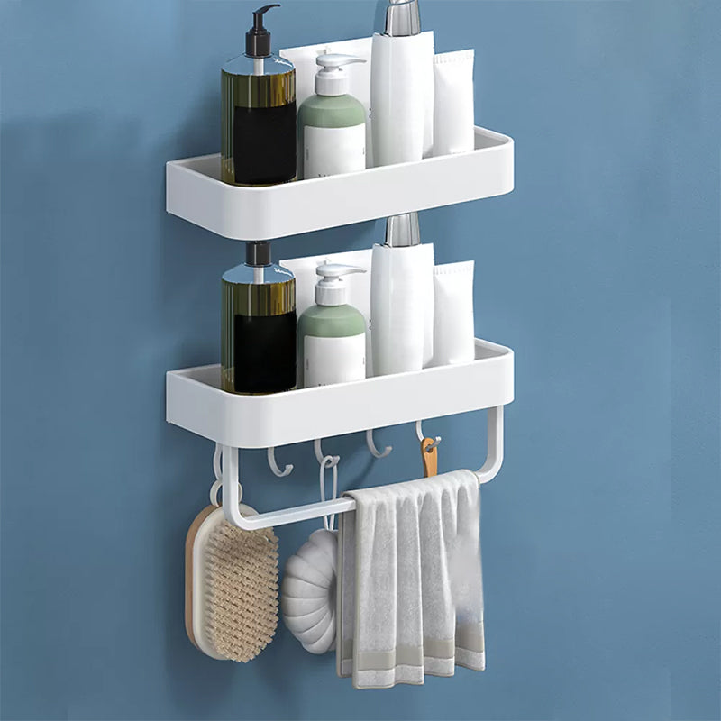 BowLift | White 2-piece Bathroom Hardware Modern Bathroom Accessories Set, Bathroom Shelf