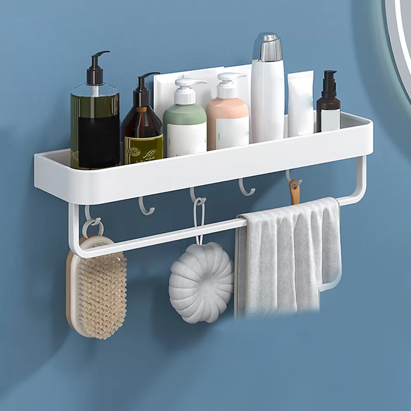 BowLift | White 2-piece Bathroom Hardware Modern Bathroom Accessories Set, Bathroom Shelf