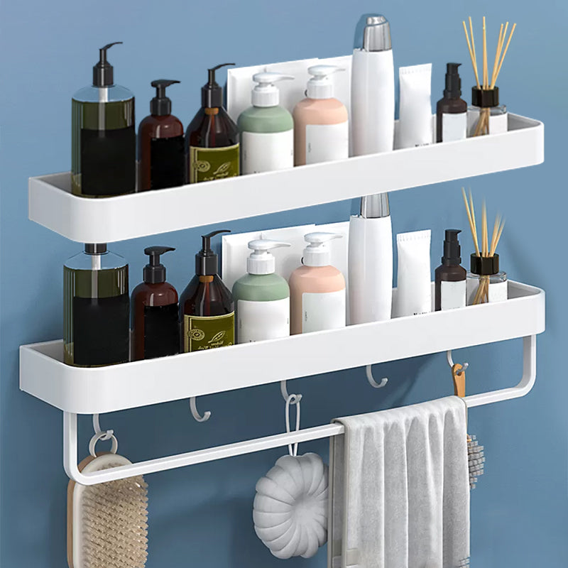 BowLift | White 2-piece Bathroom Hardware Modern Bathroom Accessories Set, Bathroom Shelf
