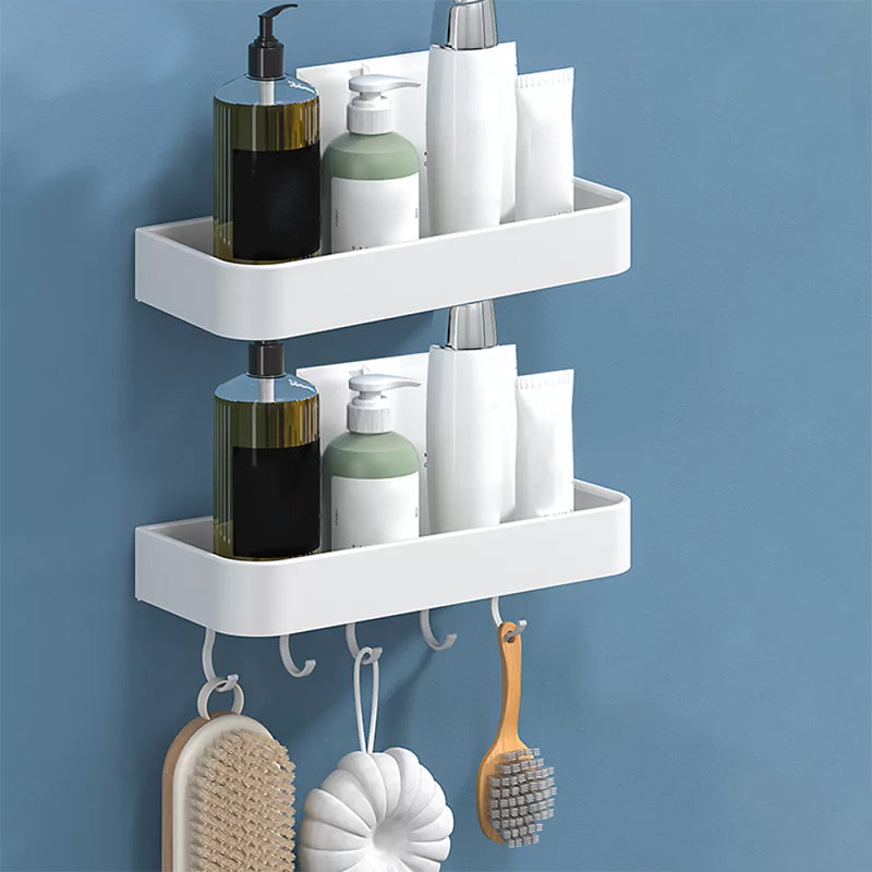 BowLift | White 2-piece Bathroom Hardware Modern Bathroom Accessories Set, Bathroom Shelf
