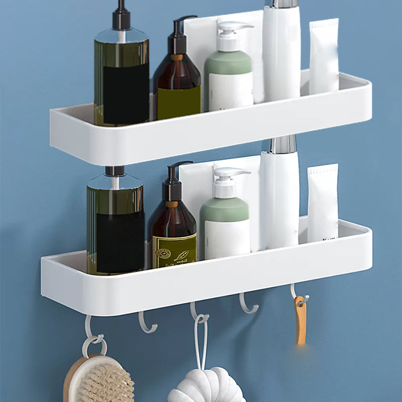 BowLift | White 2-piece Bathroom Hardware Modern Bathroom Accessories Set, Bathroom Shelf