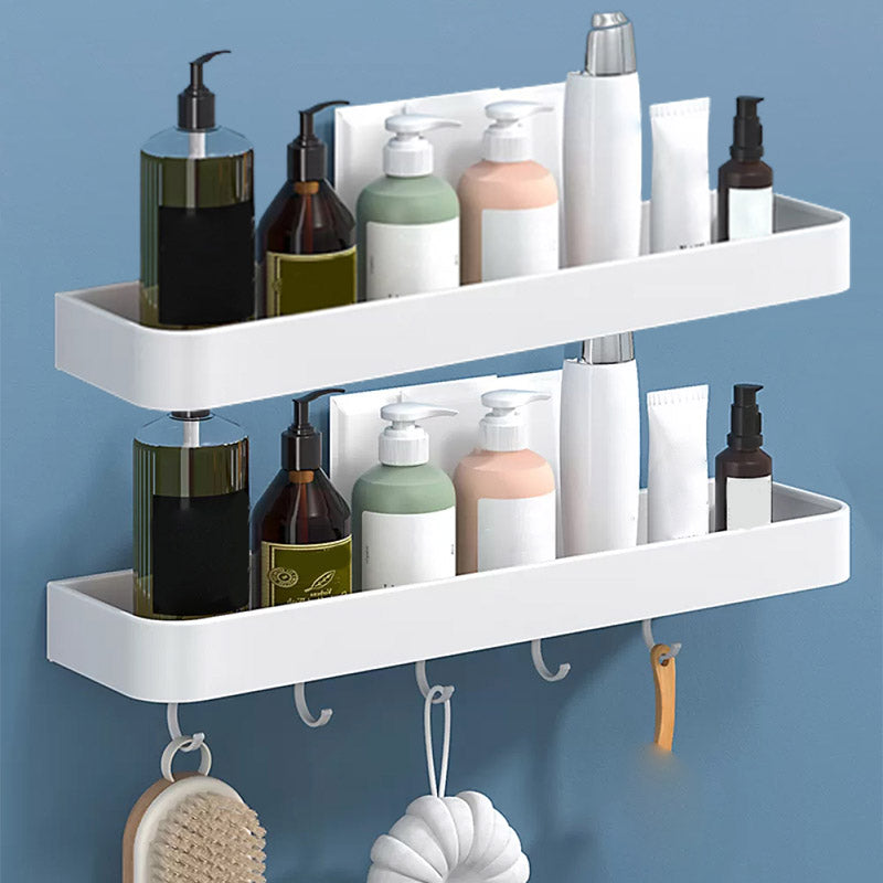 BowLift | White 2-piece Bathroom Hardware Modern Bathroom Accessories Set, Bathroom Shelf