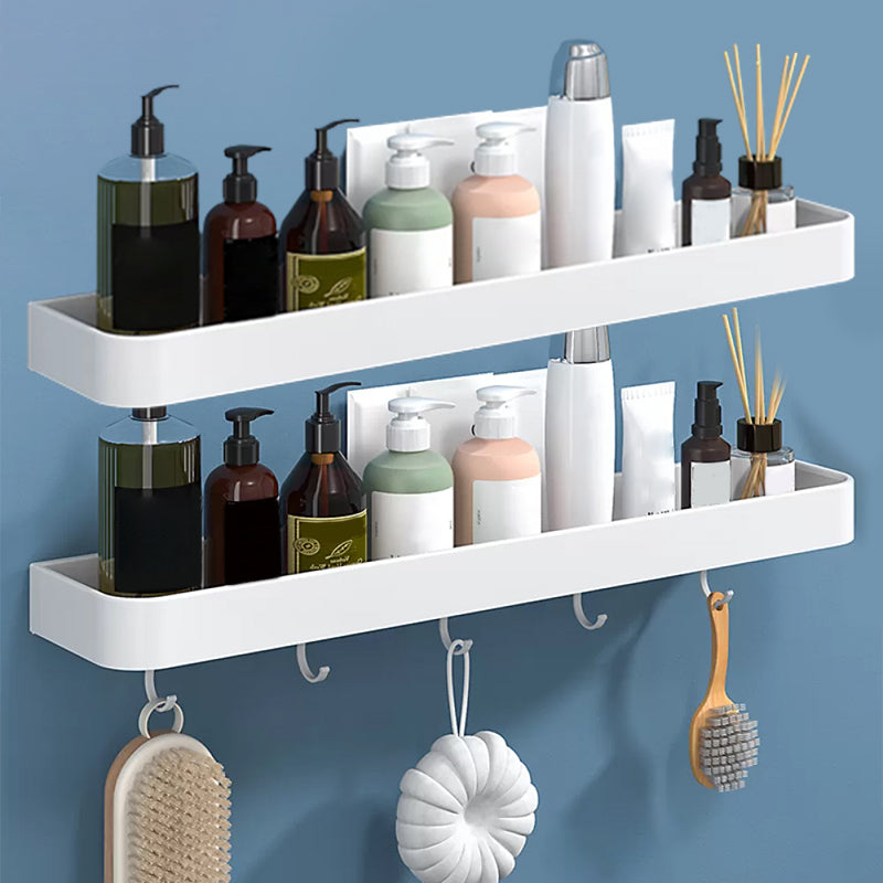 BowLift | White 2-piece Bathroom Hardware Modern Bathroom Accessories Set, Bathroom Shelf