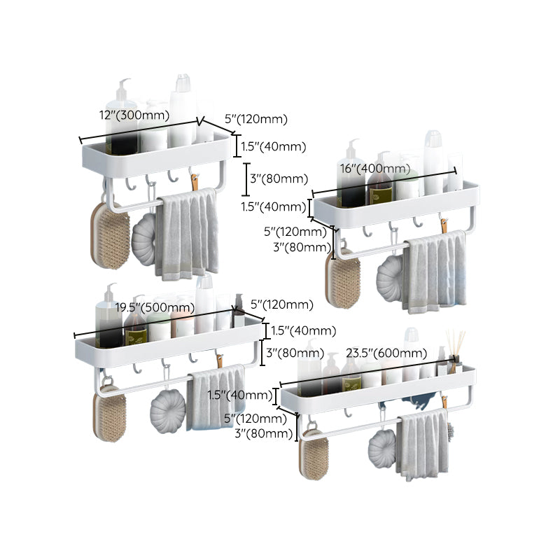 BowLift | White 2-piece Bathroom Hardware Modern Bathroom Accessories Set, Bathroom Shelf