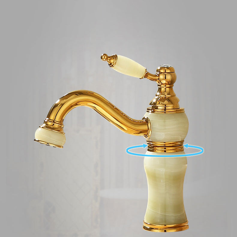 BowLift | Deck Mounted Copper Tub Faucet Low Arc Roman Tub Faucet Set with Jade