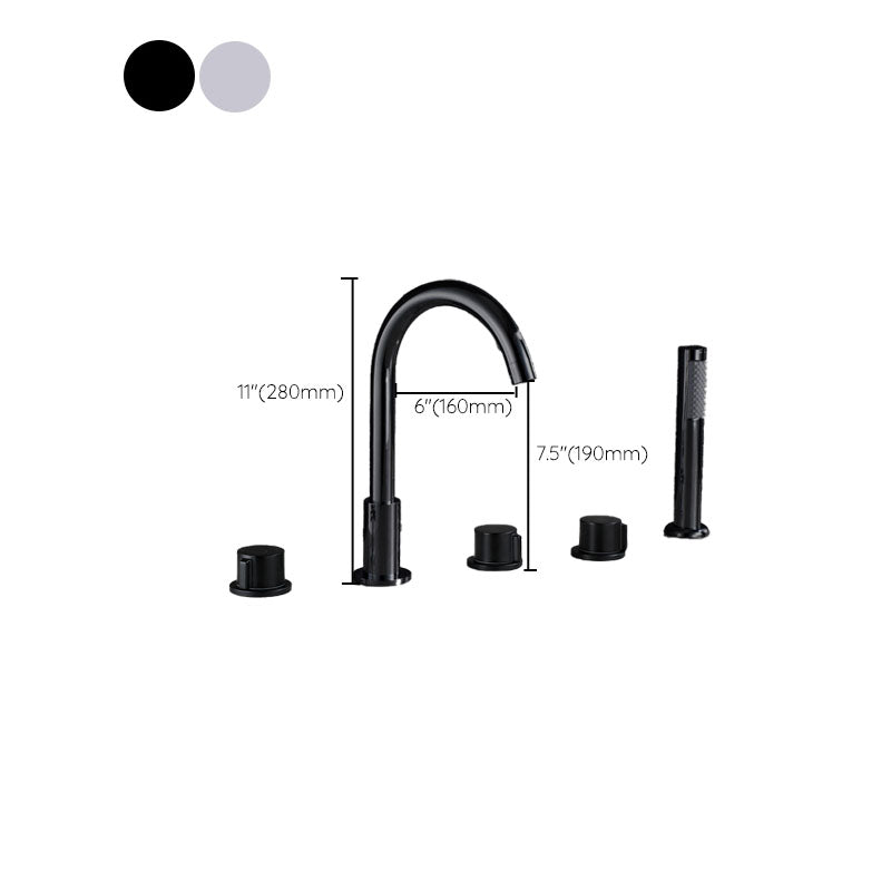 BowLift | Contemporary Bathroom Faucet Deck Mount Copper Low Arc Swivel Roman Bathtub Faucet Set