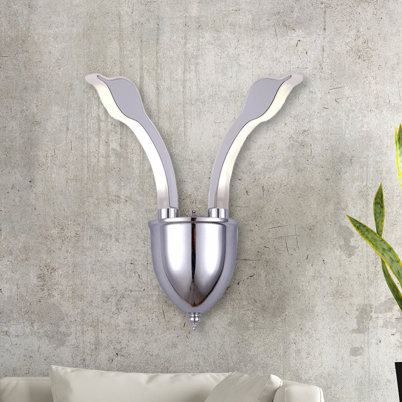 BowLift | Swan Head Wall Lighting Modern Metal 2-Light Chrome LED Wall Sconce with Acrylic Shade in Warm/White Light