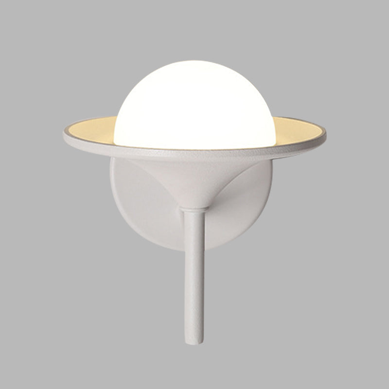 BowLift | White recessed wall lamp modern LED metallic wall-mounted lamp with ball milk glass shade